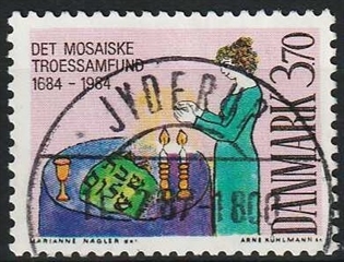 FRIMÆRKER DANMARK | 1984 - AFA 815 - Ludvig Holberg - 3,70 Kr. flerfarvet - Pragt Stemplet Jyderup